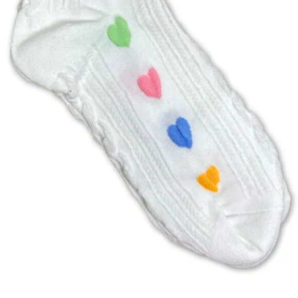 NWT Playful Hearts White Ribbed Crew Socks - Picture 4 of 6
